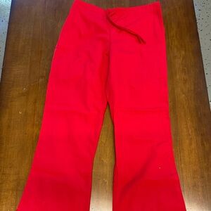 Bright Red Wide-Leg Scrub Pants